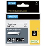 Dymo Rhino Industrial - flexibel nylonband, 19 mm x 3,5 m, svart med vit botten