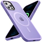 ONOFSO Coque Magnétique pour iPhone 12 Pro Max 6,7 Pouces [Compatible avec MagSafe][Protection Antichoc Qualité Militaire] Housse pour Téléphone Mate Semi-Transparente Anti-Empreintes, Violet Clair