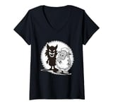 Womens Unique Comic Sheep and Wolf Shadow for a Sheep Lover V-Neck T-Shirt