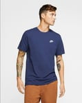 Nike T-Shirt Vêtement de Sport Club , Homme - 410 ( Midnight Bleu Marine/Blanc )