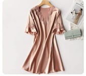 CIDCIJN Chemise De Nuit Pyjama Femme,Mode Summer Silky Satin Women Nightgown Sleepwear Casual Night Dress Oversized Sleep Shirt Sexy Nightshirt Female Sexy Home Dress,Abricot,M