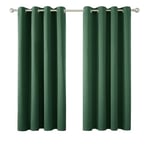 Deconovo Rideaux Occultants Isolant Thermique Anti Froid, Design Moderne à Oeillets, Rideaux pour Salon et Chambre, 117×138 CM (Largeur x Hauteur), Vert Sapin, 2 Pièces