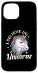 iPhone 15 Unicorn rainbow - I believe in unicorns Case