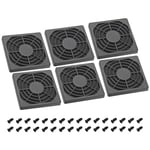 60mm Cooling Fan Filter with Screw, 6 Pack ABS Ventilator Grill Guard, Black