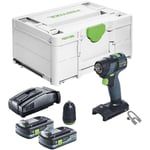 Txs 18-Basic Perceuse-visseuse sans fil 18 v 40 Nm Brushless + 2x batterie 4,0 Ah + chargeur rapide + Systainer - Festool