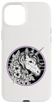 iPhone 15 Plus Unicorn in Black White Purple Hibiscus Roses Champion Wreath Case