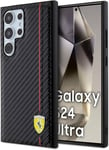 Ferrari Carbon Printed Line Hard Case for Samsung Galaxy S24 Ultra 6.8" Black