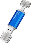 Clé USB 64 Go, Cle USB C 2.0 Type C 2 en 1 OTG Clef USB 64Go Portable Mémoire Stick Flash Dual Drive pour Adroid Phones, Tablettes (Bleu)