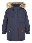 Monsoon Boys Canvas Longline Parka - Navy, Navy, Size Age: 18-24 Months