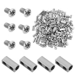 60 Pcs Clips pour Câble Métallique, Serre-Câbles 3 mm, Double Trou Pince Câble Métallique, Corde Métallique Duplex, Wire Rope Clamp avec Capuchon de Borne à Vis M3/M4 pour Trou de Ligne (A)