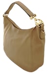 Michael Kors Light Brown Shoulder Bag Dark Khaki Top Zip Fulton Leather Hobo