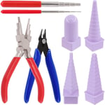 Lot de 8 outils de boucle de fil comprenant un mandrin à boucle une pince 6 en 1 un coupe-fil pour l'emballage de bijoux et la formation d'anneaux