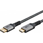 goobay Câble DisplayPort™ vers HDMI™, 5 m, Sharkskin Grey - Connecteur DisplayPort™ connecteur HDMI™ (type A) - 5 m (65271)