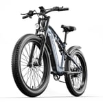 Shengmilo MX05 Elcykel Fullfjädring 26*3,0'' Fat Tire E-BIKE 1000W Motor 42KM/H Vuxen Elcykel 48V 17,5AH Batteri Shimano 7 Speed - Grå grey