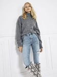 River Island Mid Rise Molly Skinny Ripped Jeans, Blue, Size 6, Inside Leg Long, Women