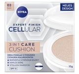 NIVEA Cellular Expert Finish 3in1 Cushion Care Anti-rides Fondation de la crème dans un oreiller à l'acide hyaluronique, couleur foncée, 15 g