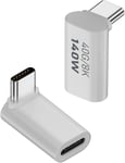 Lot de 2 adaptateurs USB 4.0 C 140 W à angle droit 40 Gbit/s de type C mâle vers femelle PD140W/8K @ 60 Hz, boîtier Al, pour iPhone 15 Série Thunderbolt 3 Steam Deck, 2 pièces (courbure.[G767]