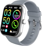 Montre Connect??E Femme Homme Avec Appel Bluetooth,1.96"" Smartwatch Avec Moniteur De Fr??Quence Cardiaque/Sommeil, 2024 Montres Intelligente Ip68 ??Tanche 100+Modes Sportifs For Android Ios Gris