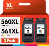 560Xl 561 Xl Cartouches D'Encre Remplacement Pour Canon 560 560 Xl 561 Xl Pour Pixma Ts5350 Ts7450 Ts7451 Ts5352 Ts5351 Ts5353 (Noir Tri-Colore, 2-Pack)[X165]