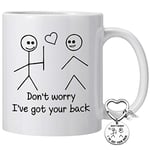 Best Friend Mug Friendship Gift I Got Your Back Mug + Keyring Stick Figures Funny Gifts for Her Him BFF Friend Brother Sister Besties Daughter Son Birthday Valentine Graduation Gift