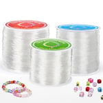 Alyvisun 3 Pcs Transparent Fil Elastique Bracelet, Fil pour Bracelet Perle (0.5mm, 0.8mm & 1mm) Fils Bracelet Elastique pour Les Bracelets, Colliers, Perles et La Fabrication De Bijoux en DIY