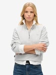 Superdry Essential Half Zip Hoodie - Grey, Grey, Size 14, Women