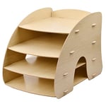 Trieur de Document en Bois, Multifonction Organisateur de Bureau, Rangement De Fichiers Papier A4, Plateaux de Classement de Maison et École, Bac à Dossiers Stationnaire, 34 x 24,5 x 27 cm (Beige)