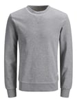 JACK & JONES Men's Jjebasic Sweat Crew Neck Noos Ps Hooded Sweatshirt, Light Grey Melange, 3XL