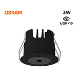 Mini spot LED encastrable 3W faible UGR 40x32,1mm - Noir