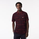 Lacoste Polo Original L.12.12 bicolore imprimé badges Taille M Bordeaux