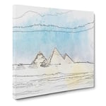 Giza Necropolis Pyramids in Egypt in Abstract Modern Canvas Wall Art Print Ready to Hang, Framed Picture for Living Room Bedroom Home Office Décor, 20x20 Inch (50x50 cm)