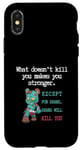 Coque pour iPhone X/XS Citations drôles d'ours « What doesn't kill you makes you stronger »