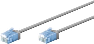 goobay - Câble patch slim/ultra flexible RJ45 CAT 6A U/UTP CU/Câble Ethernet fin avec connecteurs courts / 10 Gbit/s LSZH - Protection anti-torsion - Gris - 0,25 m 74220