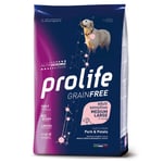 Spara på flera förpackningar! 2 x Prolife - 2 x 10 kg Grain Free Adult Sensitive Medium/Large Fläsk & potatis