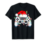 Xmas Lights Santa Hat Video Game Controller Gamer Christmas T-Shirt