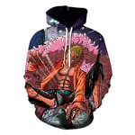 EDMKO Unisexe Réaliste 3D Imprimé One Piece Athletic Pull Sweat Sweats À Capuche avec Donquixote Doflamingo Vêtements De Sport Streetwear Pullover pour Adolescentes,M