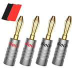 Audiocrast 4Pcs 24k Gold Plated Banana Plug 8AWG-20AWG Gauge Size 4mm for Speakers Amplifier Hi-Fi AV Receiver Stereo Home Theatre Audio Wire Cable Screw Connectors