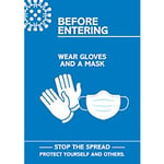 Seco Health & Safety Poster Before entering, wear gloves and a mask Semi-Rigid Plastic 42 x 59.5 cm