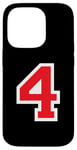 iPhone 14 Pro Jersey Number Uniform #4 Red, Four 4th Case