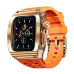 Shellbox High Brushed Metal Skal w Strap Apple Watch 44mm Rose/Orange