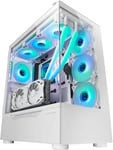 Mc-Ult,Boîtier Gaming Custom Xxl E-Atx,Double Vitre Tempérée 90° Sans Cadre + Porte Latérale,Refroidissement Liquide Complet,Tour Pc Avec Design À Double Chambre Verticale,Blanc