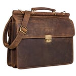 STILORD 'Stephan' Sac Porte Documents Cuir Homme Femme Serviette de Travail Vintage Sac Ordinateur Business 16 Pouces Sac Bandoulière en Cuir Véritable, Couleur:Marron Moyen