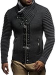 Veste cardigan pull-over matelassé Leif Nelson LN5165, homme, style motard, avec rivets - - M