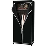 Armoire de Rangement Penderie en Tissu 1 Etagère Portable 75x50x170cm Noir - Costway