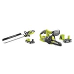 RYOBI - Taille-Haie Électrique sans Fil 18V One+ - Lames 50cm pour Haies, Rameaux Fins & Tronçonneuse compacte 18V - Guide 20 cm - tendeur latéral - 1 Batterie Lithium+ 18V 2,5 Ah