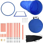 UISEBRT Dog Agility Training Kit med Slalom Bars Justerbar Jump Ring Tunnel Jump Bar Blå och Orange blått och orange