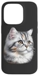 Coque pour iPhone 14 Pro Portrait de chat tigré argenté x chat mignon