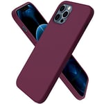 ORNARTO Coque pour iPhone 12 Case 6,1" et iPhone 12 Pro Case,Fine en Caoutchouc Liquid Silicone Cover Protection Bumper Anti-Choc Housse Étui 6,1 Pouces Vin Rouge