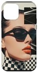 Coque pour iPhone 12 mini Noir Minimaliste Damier Esthétique Eté Européen