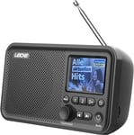 Radio Portable avec Bluetooth 5.0 Radio Dab/Dab+ et FM,écran Couleur 2,4"",80 préréglages,Radio de Cuisine avec câble ou Batterie de 2000mAh,Connexion MicroSD/TF/AUX,Fonctions d'alarme(Q120)